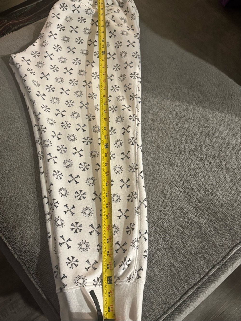Nike White Joggers with Black Geometric Print